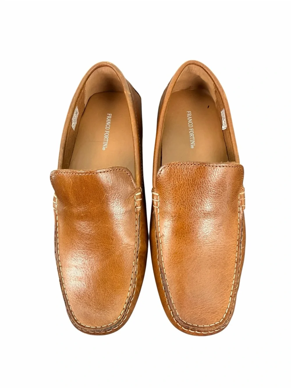 Franco Fortini Venetian Cognac Leather Slip-On Driver Loafers